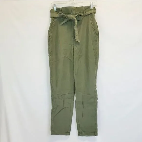 ✨Express Extreme High Rise Stretch Green Paperbag Cargo Trouser Pants✨ - Picture 3 of 4